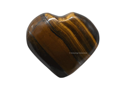Tiger Eye Crystal Heart Palm Stone - Pocket Massage Worry Stone for Natural Body Chakra Balancing, Reiki Healing and Crystal Grid