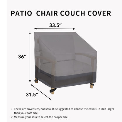 Easy-Going Outdoor Chair Cover Waterproof, Heavy Duty Patio Chair Cover, Windproof Outdoor Furniture Cover with Air Vent (2 Pack-33.5Wx31.5Dx36H inch, Gray/Dark Gray)