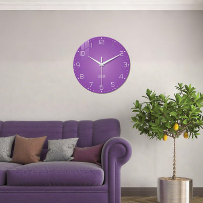 XNM Large Wall Clock for Girls Room 20 Inch Purple Clock Battery Operated Glass Minimalist Quiet Wall Clock Modern