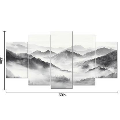 HOMEOART Mountain Wall Art Nature Landscape Painting Living Room Decor 5 Pieces Art Prints Overall 60inchx32inch
