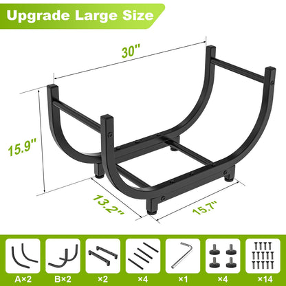 KRZKRZ Firewood Rack Outdoor 30in，Indoor Firewood Storage and Firewood Rustproof Holder，Stable Log Holder and Fireplace Decor Organizer