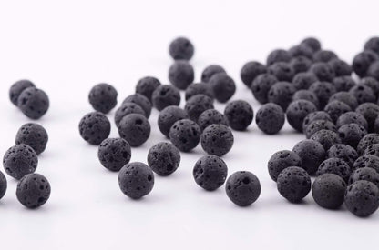 Natural Black Lava Round Genuine Stone Beads - 100pcs, 10mm, Hole 1mm, DIY for Essential Oil Yoga Bracelet Necklace Earrings Jewelry Making