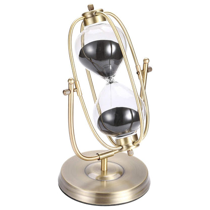 SuLiao 60 Minutes Hourglass Sand Timer, 360° Rotating Black Sand Clock, Metal Sand Watch 60 Min for Home Office Desk Decorative