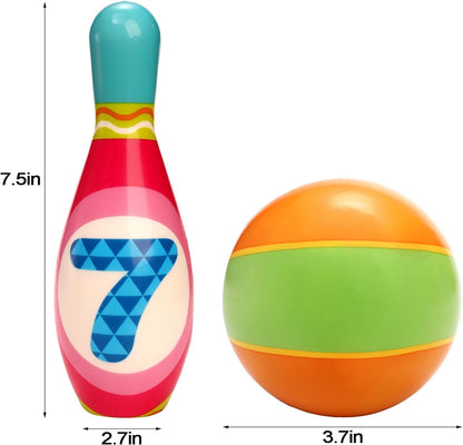 Coloch Kids Bowling Set, Indoor Bowling Game for Kids Educational Toy Game Soft Colorful 10 Foam Pin and 2 Balls Play Game Printed with Numbers for Baby Age 3+, Boys and Girls, Birthday Gift