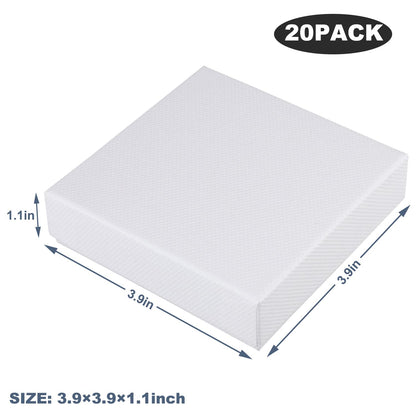 Frantis 20 Pack Jewelry Gift Boxes - 3.9x3.9x1.1 Inch Small Cardboard Boxes with Lids for Earrings, Necklaces, Bracelets, Rings & Handmade Bangle Display (White)
