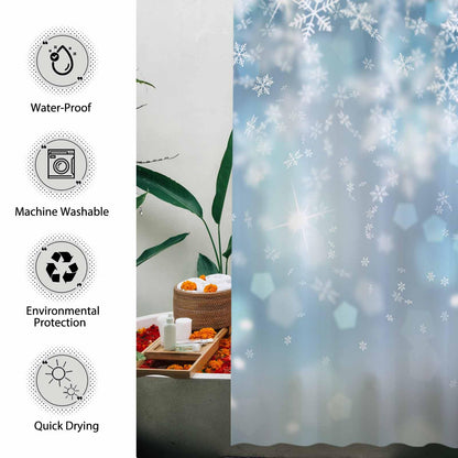 Allenjoy 72x72 inch Winter Shower Curtain Falling Snowflake Bokeh Ice Wonderland Bathroom Curtain Durable Waterproof Fabric Bathtub Sets Home Decor