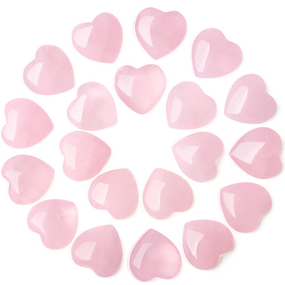 YATOJUZI 20PCS Rose Quartz Crystals Heart Natural Crystals and Healing Stones Pink Rose Quartz Hearts Stones Mini Pocket Reiki Gemstones Bulk Wholesale Valentines Day Gifts for Women