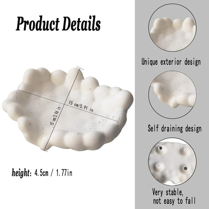 White Bathroom Soap Dish,Self Draining Soap Dish,Ceramic Soap Holder for Counter Top,Bar Soap Holder