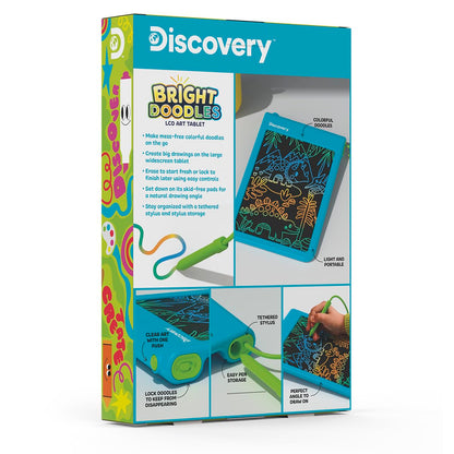 Discovery™ Bright Doodles LCD Art Tablet - Mess-Free Colorful Drawing Pad & Tethered Stylus| Widescreen Display| LCD Writing Tablet for Kids| Arts & Crafts Toy| Toddler Learning Toy| Doodle Board Gift