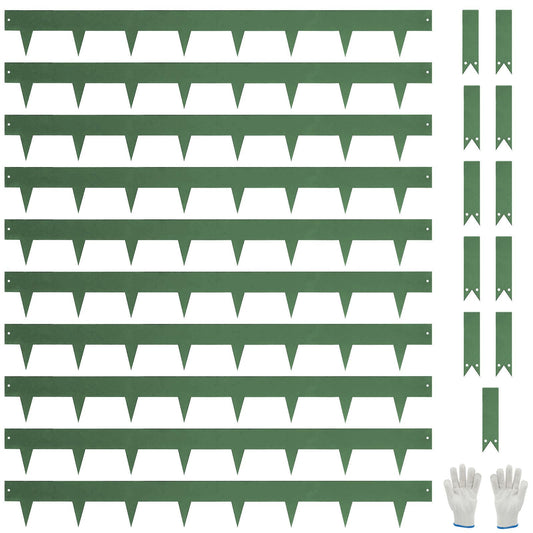 Pmango 10-Pack Galvanized Steel Landscape Lawn Edging - 4.5 inch Height Green Powder Coated Bendable Metal Strips - Hammer-in Edge Border - Yard Pathway Divider 40 inch Each(33Ft Total), #LYLB45GN-US