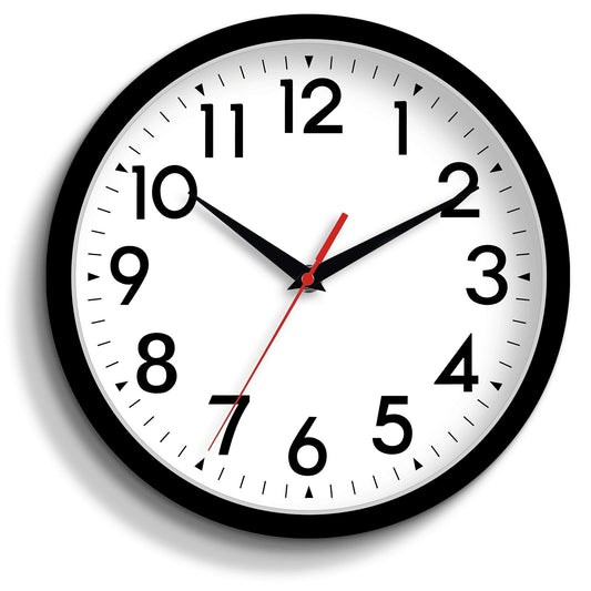 DAXSMY 12 Inch Wall Clock Silent Non-Ticking Battery Operated Analog Clock Decorative for Office Kitchen Outdoor Living Room Classroom Bedroom Bathroom School(Black)
