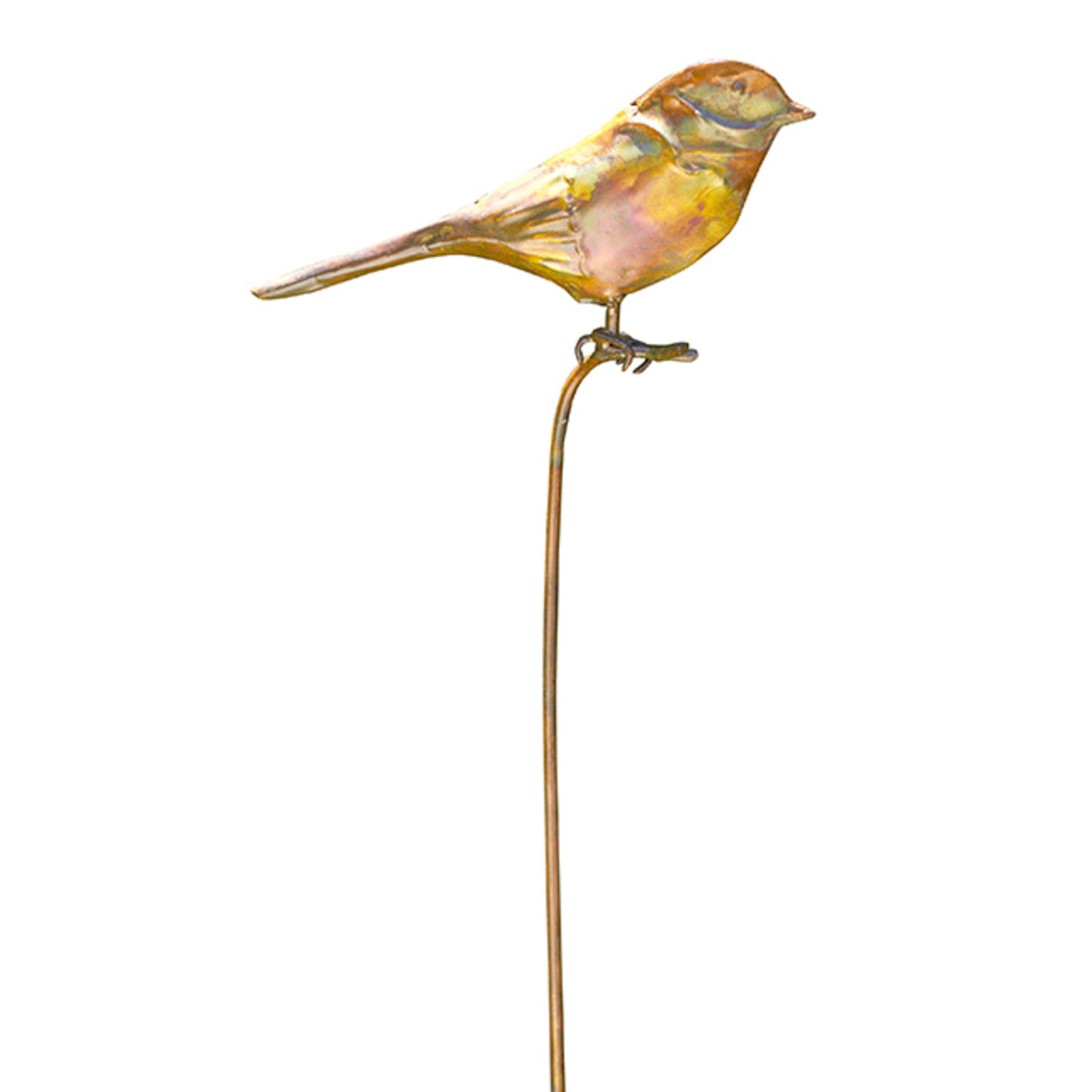 BestNest Ancient Graffiti Flamed Copper Garden Stakes, Set of 3 Metal Outdoor Yard Ornaments with Songbird, Dragonfly & Hummingbird Toppers, Decorative Staked Garden Art
