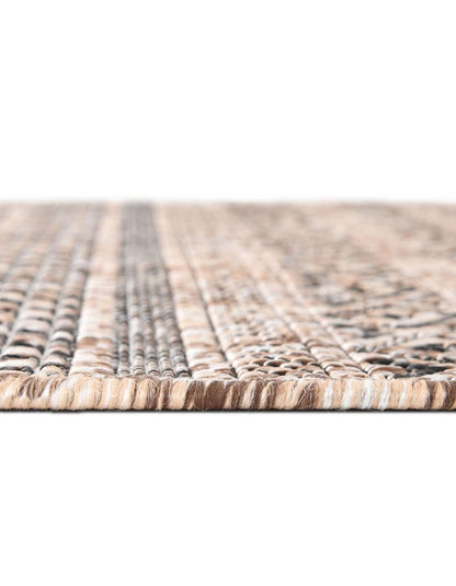 Unique Loom Outdoor Striped Collection Area Rug - Maia (6' 1" x 9' Rectangle, Natural/Black)