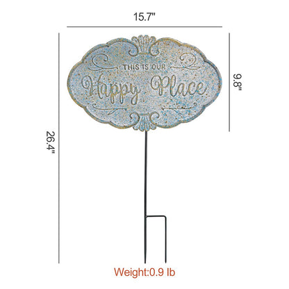 All Chic Outdoor Garden Signs Decorative Yard Sign Stakes Metal Hanging Sign Rustic Outdoor Decor 26.4" x 15.8" Includes Stakes and Hanging Chain