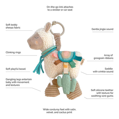 Itzy Ritzy - Itzy Lovey Including Teether, Textured Ribbons & Dangle Arms; Features Crinkle Sound & Link & Love Toy for Stroller, Car Seat or Activity Gym, Features Textured Ribbons