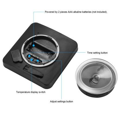 SS SUNSBELL Digital Bathroom Shower Wall Clock Timer, Shower Clock Waterproof with Big LCD Display, Touch Screen Timer with Suction, Large Countdown Visual Hanging Wall Clock (Black)