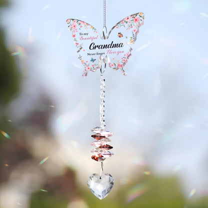 Gifts for Grandma for Mothers Day, Grandma Birthday Gifts, Grandma, Gift for Grandmother Crystal Suncatcher, to My Grandma's Present Hanging Butterfly Crystal Suncatcher Ornament