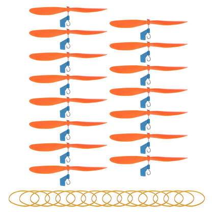 MECCANIXITY Plastic Propeller, Propeller Props Blade with Rubber Band Hooks Helicopter Kit 5" Fold Resistant for STEM Activities Powered Airplanes DIY Science(Orange, Pack of 15)