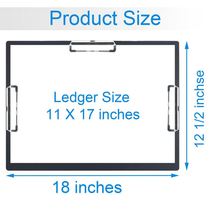 Acocony 11x17 Clipboard Three Clip Super Tough Extra Large Clipboard PP Plastic Not Fragile 11 x 17 Clipping Board Black Pack of 2