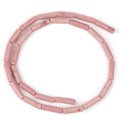 HAAMIIQII Natural Pink Rhodochrosite Tube Beads 13x4mm Column Stone Cylinder Gemstone Loose Beads for Jewelry Making Strand 15 Inch (28-29pcs)