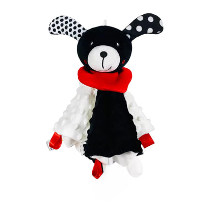 High Contrast Baby Security Blanket-Soft Sensory Lovey for Babies-Red, Black and White Blankie Comfort Toy (Spot the Pup)