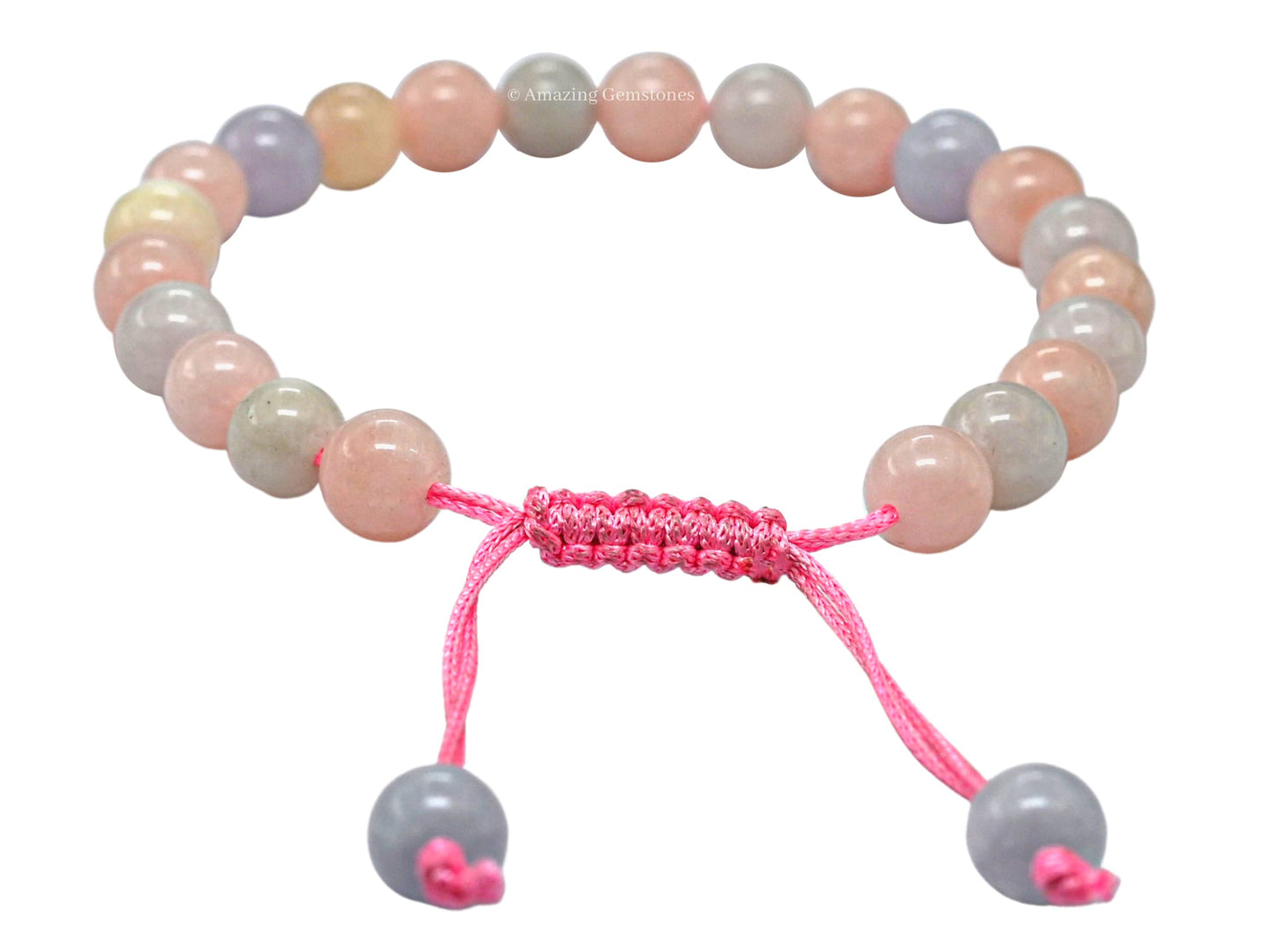 Amazing Gemstone Morganite Bracelet for Women Men's Gifts - Protection Healing Crystal Bracelet - 8mm Gemstones Beaded Adjustable Bracelet Pulseras Para Hombres Mujer Stocking Stuffers