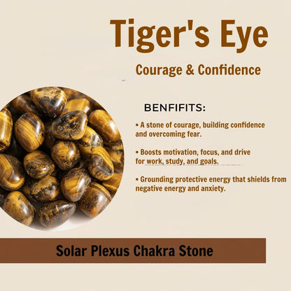 Loveliome Natural Tiger's Eye Oval Polished Worry Stones, Healing Crystal Indoor Fountain Stones Massage Energy Anxiety Relief Items