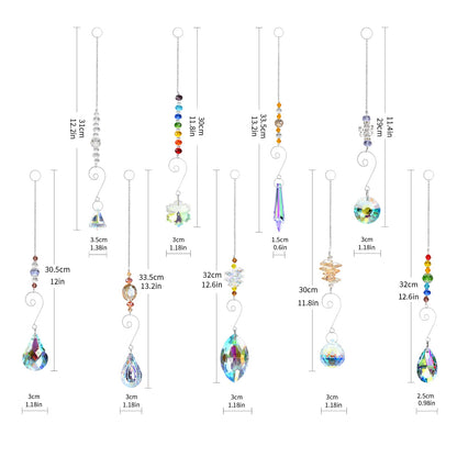 Crystal Suncatchers, RIFNY Hanging Crystals Ornament Sun Catcher with Chain, 9 Pack Glass Beads Ball Prisms Pendant Rainbow Maker for Window Home Office Garden Decoration