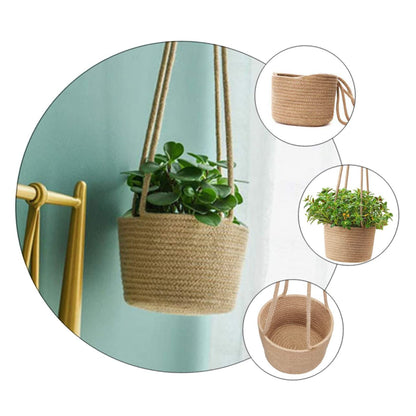 Cabilock 1pc Woven Hanging Basket Pot Macrame Decor Hanging Baskets for Plants Hand Decor Hanging Wall Planter Macrame Hanging Planter Basket Tabletop Planter Woven Basket