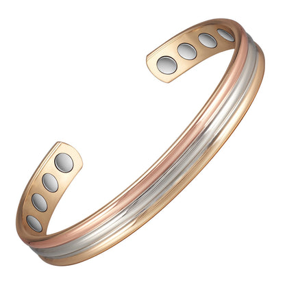 EnerMagiX Copper Bracelets for Women, 99% Pure Copper Tricolour Gold Adjustable Bracelet, Copper Jewelry (0945SRG)