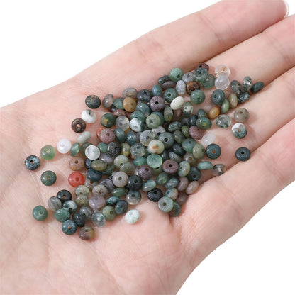 BEADIA Natural Indian Agate Disk Stone Beads 4x2mm 160pcs Rondelle Loose Semi Gemstone Beads for Jewelry Making Design