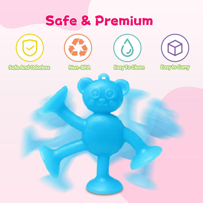 Suction Cup Kids Bath Toys for Toddler Aged 3, 60PCS Animal and Textured Suckers, Montessori Sensory Gifts for Kids 4-8 Years Old, Educational Learning Building Toy