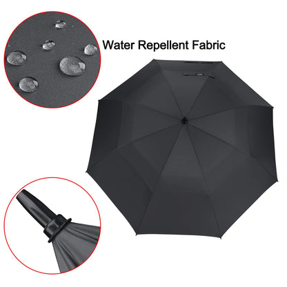G4Free 47/54/62/68/72 Inch Automatic Open Golf Umbrella Extra Large Oversize Double Canopy Vented Windproof Waterproof Stick Umbrellas (Black)