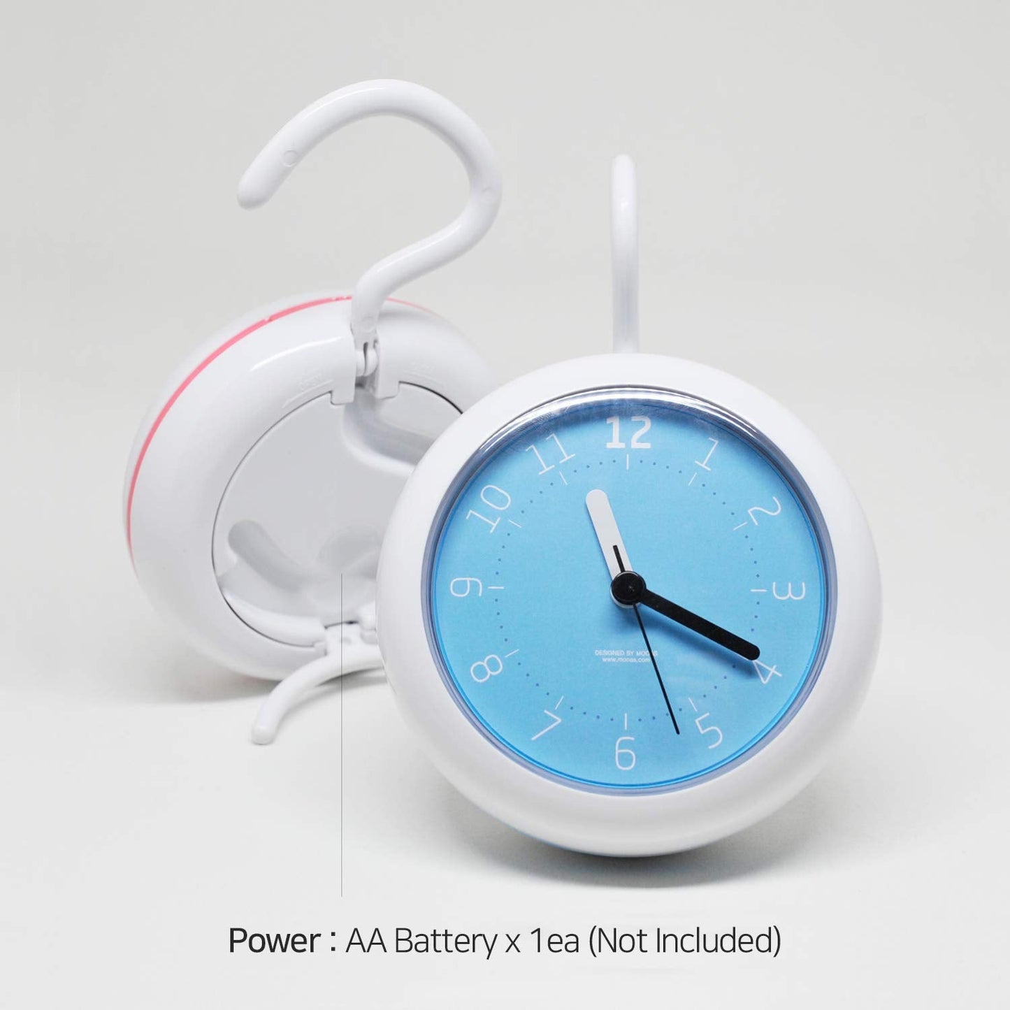 Mooas Silent Waterproof 3-in-1 Clock - Bathroom & Shower Use, Non-Ticking Battery Operated, Hanging & Indoor Outdoor, Kitchen & Bathroom Clock (Mint)