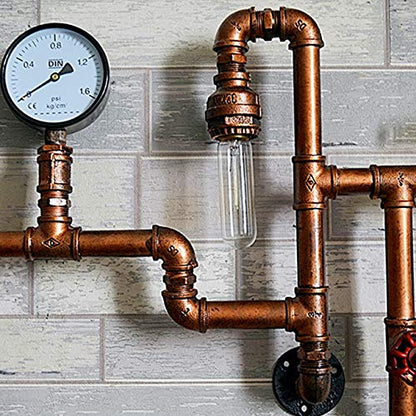 LITFAD Industrial Wall Sconce Vintage 47" Multi Lights Farmhouse Wall Light with 8 Lights and Water Pipe Bar Style Antique Wall Lamp for Living Room, Hallway, Restaurant