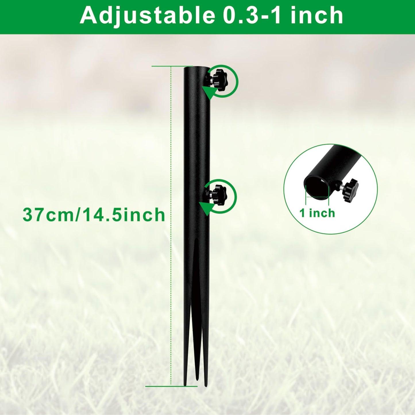 KSWLOR Flag Pole Ground Stake, Heavy Duty Flag Pole Holder, Outdoor Light Stakes for Torch Stand, Ground Outdoor Banner Stakes Fits Poles with 1 Inch, for Garden Lawn