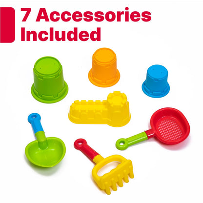 Step2 Naturally Playful Sandbox II, Kids Sand Activity Sensory Play Pit, Summer Outdoor Toys, 7 Piece Water Toy Accessories, for Toddlers 1+ Years Old