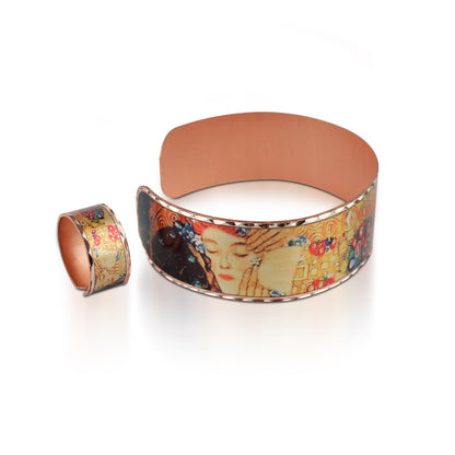 Moreni Copper Bracelet for Women with Wooden Gift Box – Art-Inspired Elegant & Timeless Handmade Jewelry Gift (The Kiss – Bracelet with Ring)