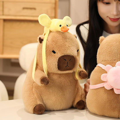 GOOC 9 Inch Soft Capybara with Removable Duck Bag Stuffed Animals Capybara Plush Toys Fluffy Plushies Fuzzy Doll Gift for Kids and Lovers in Birthday, Valentine's Day
