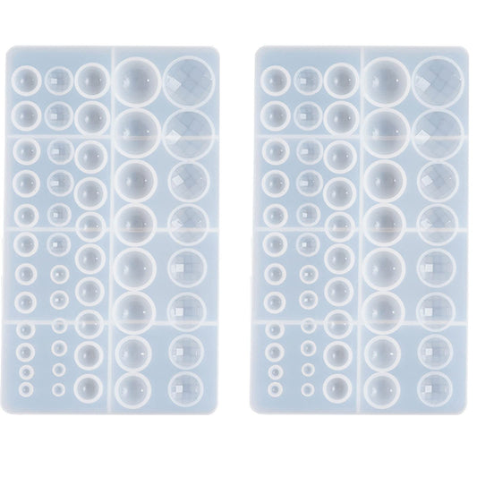 DD-life 2 Pcs Cabochon Gem Silicone Mold, Clear Round Silicone Mold for Making Earrings Jewelry Making Crafting Projects(Large)
