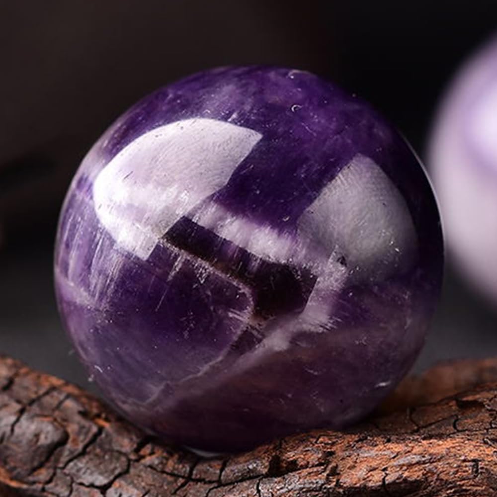 5-6cm/1.96-2.36inch Natural Amethyst Sphere Crystal Ball Hand Polished Decorative Sphere Healing Crystals Ball Healing Stone Crafts Fengshui Home Decoration Collect Gifts (50-60mm, Amethyst)
