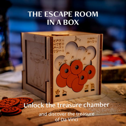 INSCAPE Da Vinci´s Marvel - Puzzle Box - Escape Room in A Box Game for Adults - Wooden Cluebox - Mind Puzzles for Adults - Puzzle Boxes with Hidden Compartments - Brain Teaser - Birthday Gift Gadget