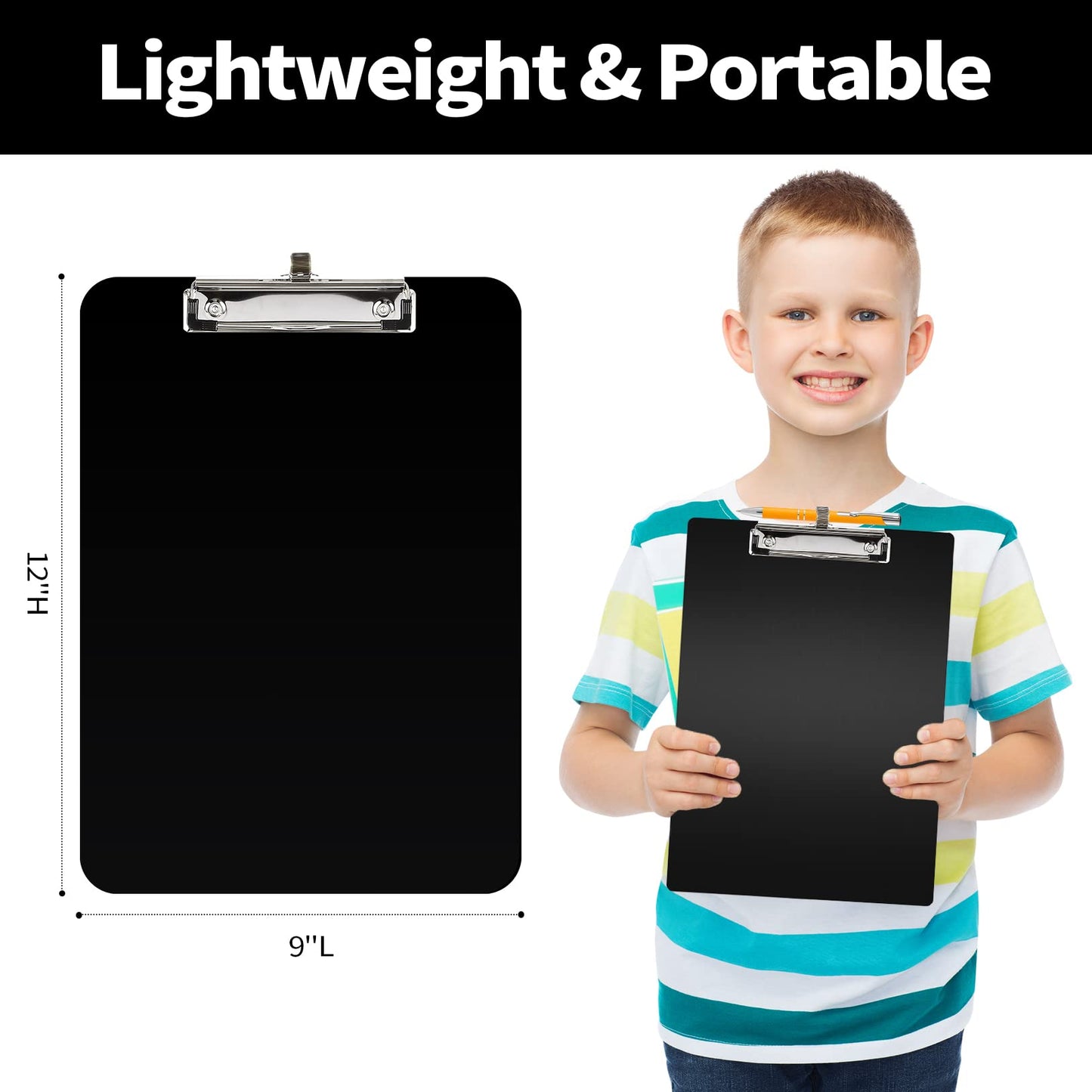 Sooez Plastic Clipboard with Pen Holder, [10% Thicker] Clip Boards 8.5x11 with Low Profile Clip, Cute Hanging Clipboard, Standard Letter Size A4 for Women Teacher, Office & School Supplies