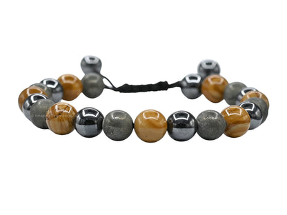 Amazing Gemstone New Beginnings Manifestation Bracelet - Yellow Jasper Pyrite Hematite Bracelet Set for Men Women Healing Calming Anxiety Stress Relief Gifts Pulseras Para Hombres Mujer (Adjustable)