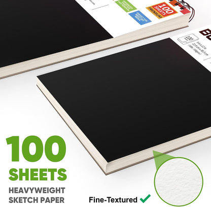 Soucolor 9" x 12" Sketch Book, 100 Sheets Top Spiral Bound Sketchbook with Acid-Free 68lb/100gsm Thick Drawing Paper, Art Sketch Pad for Kids, Adults & Artist, Professional Art Supplies for Beginners