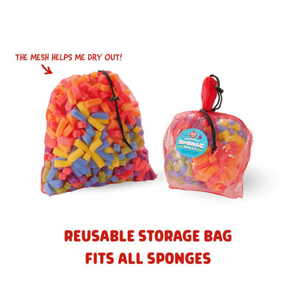 Chuckle & Roar - Reusable Sponge Balls - Eco-Friendly Water Balloon Alternative - Less Mess Family Outdoor Fun - Perfect for Preschool and Up! - Multicolor 40 Pack with Storage Bag
