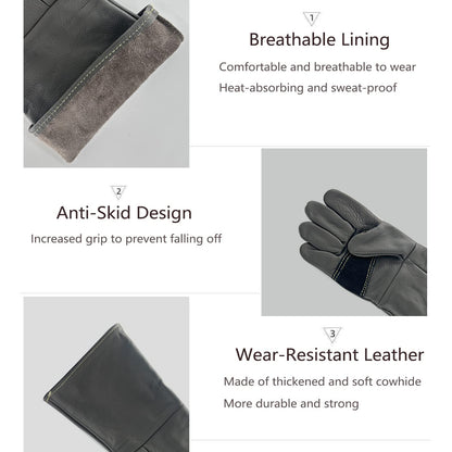 FIPASEN Animal Handling Gloves Bite Resistant, 60cm/ 23.6In Bite Proof Glove for Welding, Gardening, Handling Cat/Dog/Bird/Snake/Lizard/Falcon/Reptile, Anti-Bite Work Gloves (Deep Color)