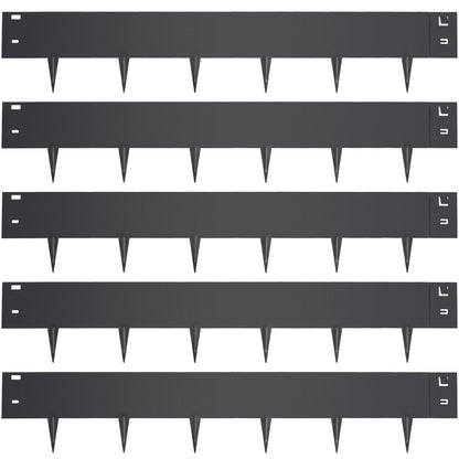 5PCS Steel Landscape Edging 39 x 7Inch (4 Inch Metal Strips + 3inch Nail) Black Garden Edging Border Length Flexible Landscape Edging Anchoring Stakes