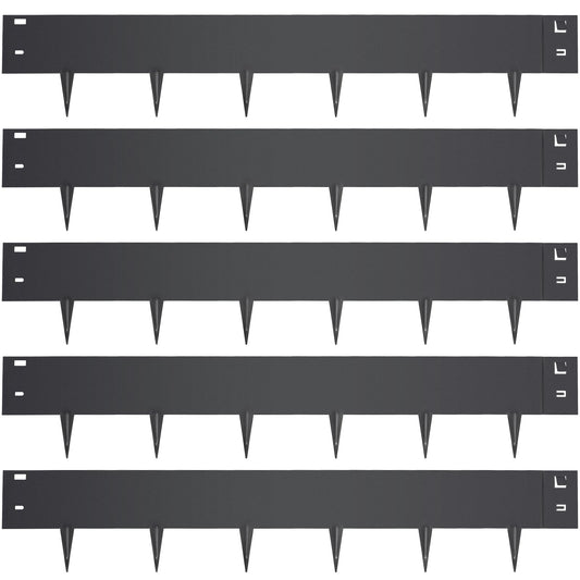5PCS Steel Landscape Edging 39 x 7Inch (4 Inch Metal Strips + 3inch Nail) Black Garden Edging Border Length Flexible Landscape Edging Anchoring Stakes