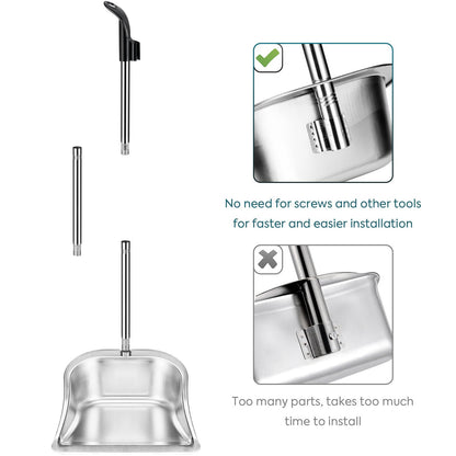Yangbaga Dust Pans with Long Handle - 35”Heavy Duty Metal Upright Stand Up Dustpan - Long Handled Stand Up Dustpans - Best Dustpans for Home/Lobby/Shop/Garage/Yard